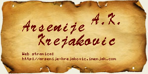 Arsenije Krejaković vizit kartica